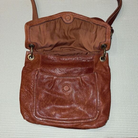 FOSSIL TAN LEATHER FLAP OVER MAGNETIC CLOSE PURSE LONG LIVE VINTAGE - Picture 3 of 12